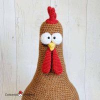 Charlie Amigurumi Chicken Crochet Door Stop Pattern by Cottontail and Whiskers