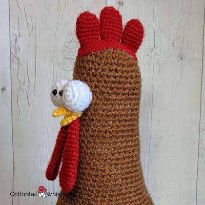Charlie amigurumi chicken crochet door stop pattern by cottontail and whiskers