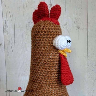 Charlie amigurumi chicken crochet door stop pattern by cottontail and whiskers