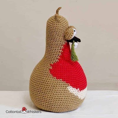 Christmas crochet robin amigurumi doorstop pattern by cottontail and whiskers