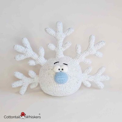 Cool Christmas Crochet Snowflake Pattern Door Stop Amigurumi Main by Cottontail and Whiskers
