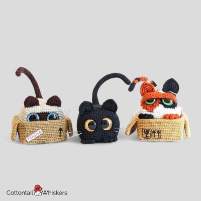 Crafty Box Cat Crochet Pattern Amigurumi Pussycat Project Cats by Cottontail and Whiskers