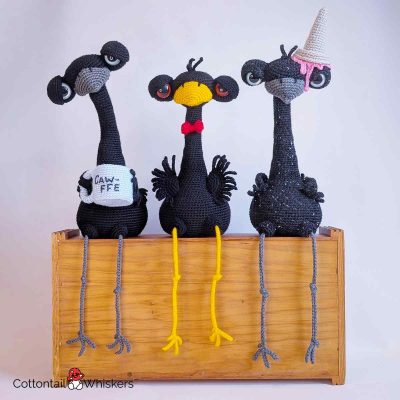 Crochet Amigurumi Crows Pattern Gang by Cottontail and Whiskers