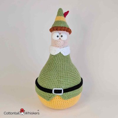 Crochet Buddy Elf Pattern Christmas Door Stop Main Amigurumi by Cottontail and Whiskers