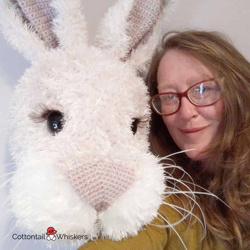 BIG Amigurumi Crochet Bunny Rabbit Head Pattern Cottontail & Whiskers