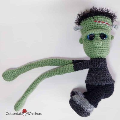 Crochet frankenstein amigurumi tiebacks pattern by cottontail and whiskers