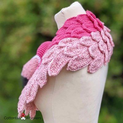Crochet scarf flamingo shawl pattern amigurumi by cottontail and whiskers