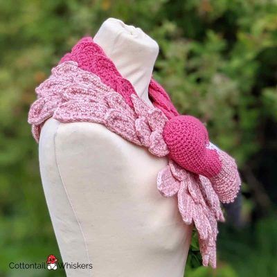 Crochet scarf flamingo shawl pattern amigurumi by cottontail and whiskers