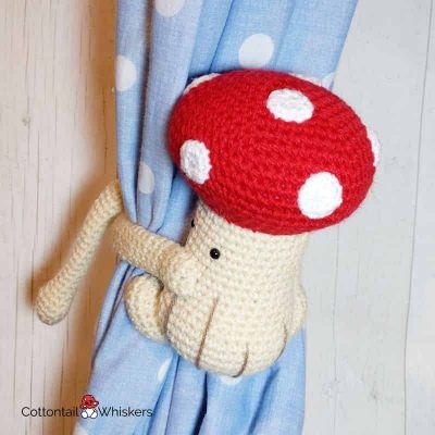 Curtain amigurumi crochet toadstool tiebacks pattern by cottontail and whiskers