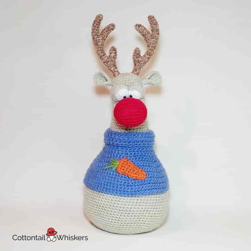 Doorstop amigurumi crochet reindeer pattern by cottontail and whiskers