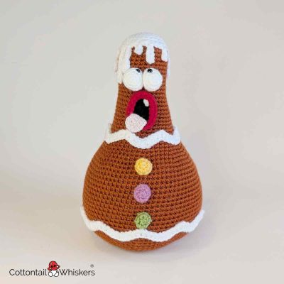 Gingerbread Crochet Pattern Doorstop Christmas Amigurumi Main by Cottontail and Whiskers