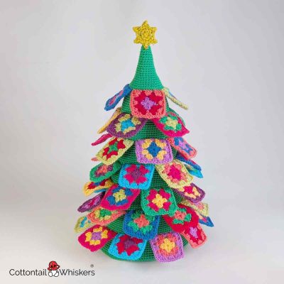 Granny Square Christmas Tree Crochet Pattern Amigurumi Main by Cottontail and Whiskers