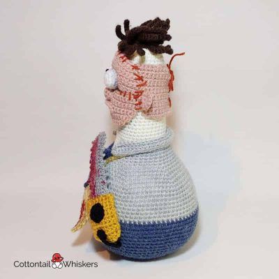 Halloween amigurumi leatherface crocheted door stopper pattern by cottontail and whiskers