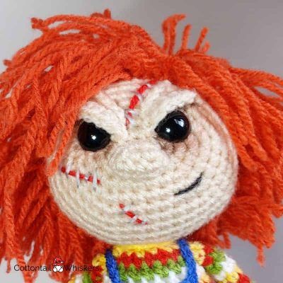 Horror amigurumi crochet chucky doll pattern by cottontail and whiskers