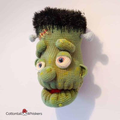 Huge amigurumi frankenstein head crochet pattern by cottontail and whiskers