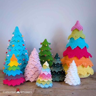 Mini Crochet Christmas Tree Patterns Amigurumi Set by Cottontail and Whiskers