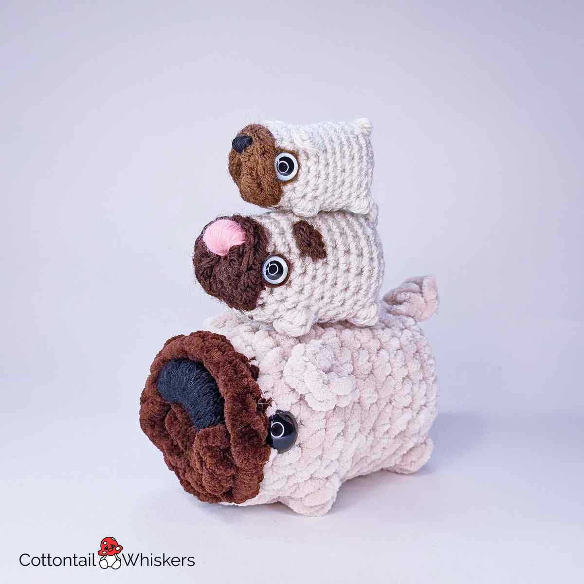 Mini Pug Crochet Pattern Dog Amigurumi Plushie Craft Book