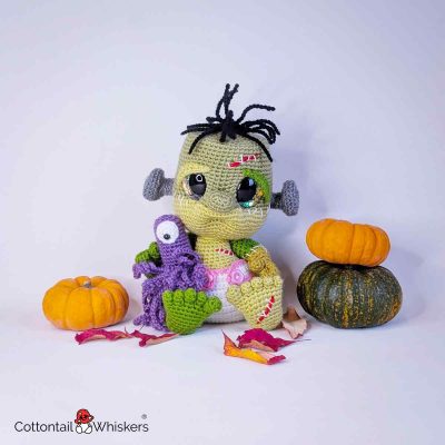 Monster Frankenstein Baby Crochet Pattern Amigurumi Friend Main by Cottontail and Whiskers