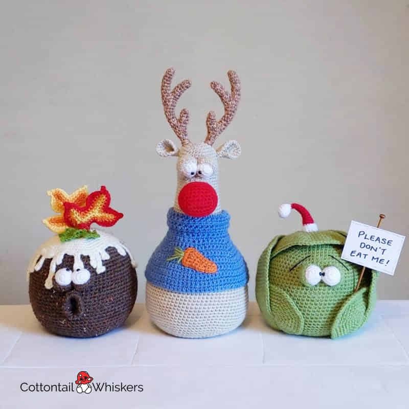 Crochet doorstops traditional christmas amigurumi patterns by cottontail and whiskers