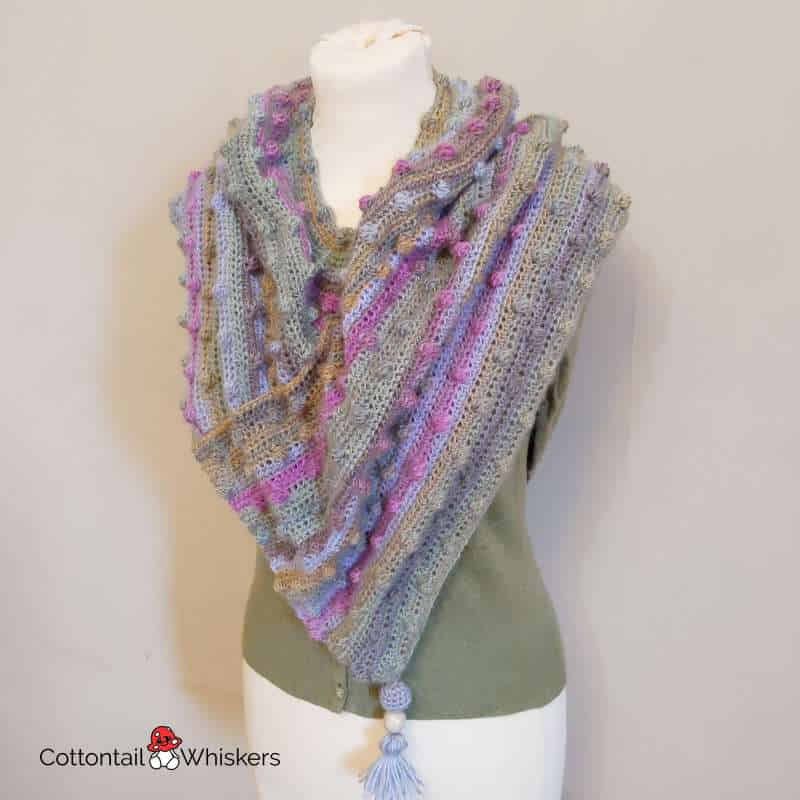 WAVY STRIPED COWL SCARF WOMEN'S CROCHET PATTERN INSTRUCTIONS