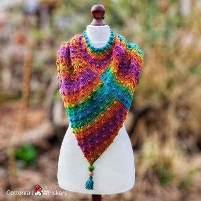 Nobbly Cowl Scarf Crochet Shawl Pattern by Cottontail and Whiskers