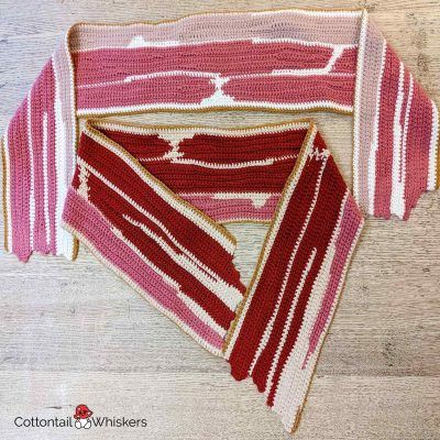 Pork belly streaky bacon scarf crochet pattern by cottontail and whiskers