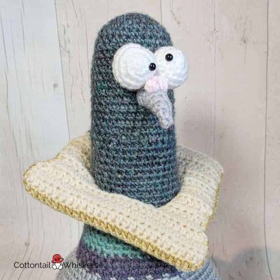 Preston the amigurumi pigeon door stop crochet pattern by cottontail and whiskers