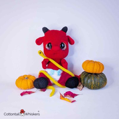 Red Devil Crochet Baby Pattern Amigurumi Wisp Imp by Cottontail and Whiskers