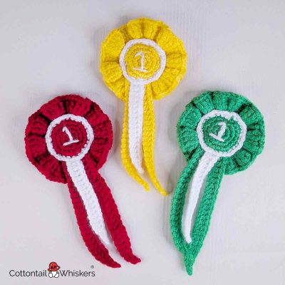 Rosette Crochet Pattern Pin Badge Amigurumi by Cottontail and Whiskers