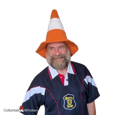 Scottish Traffic Cone Hat Crochet Pattern Amigurumi Front by Cottontail and Whiskers