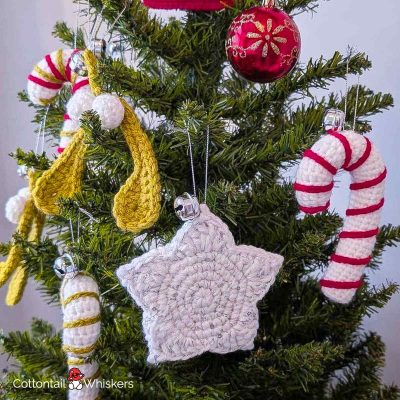 Traditional Christmas Tree Crochet Decorations Patterns Star Amigurumi by Cottontail and Whiskers