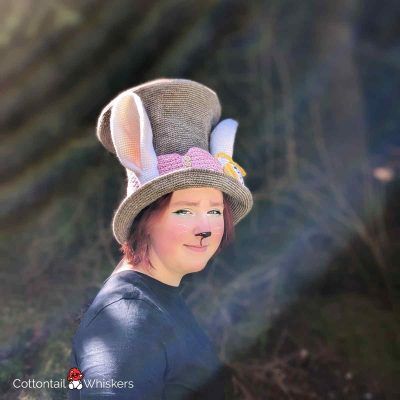 Wonderland crochet rabbit hat amigurumi in the wild by cottontail and whiskers