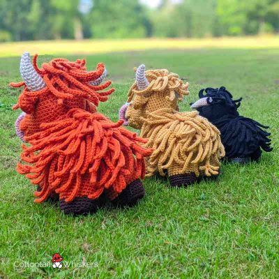 Amigurumi highland cow herd crochet pattern by cottontail and whiskers