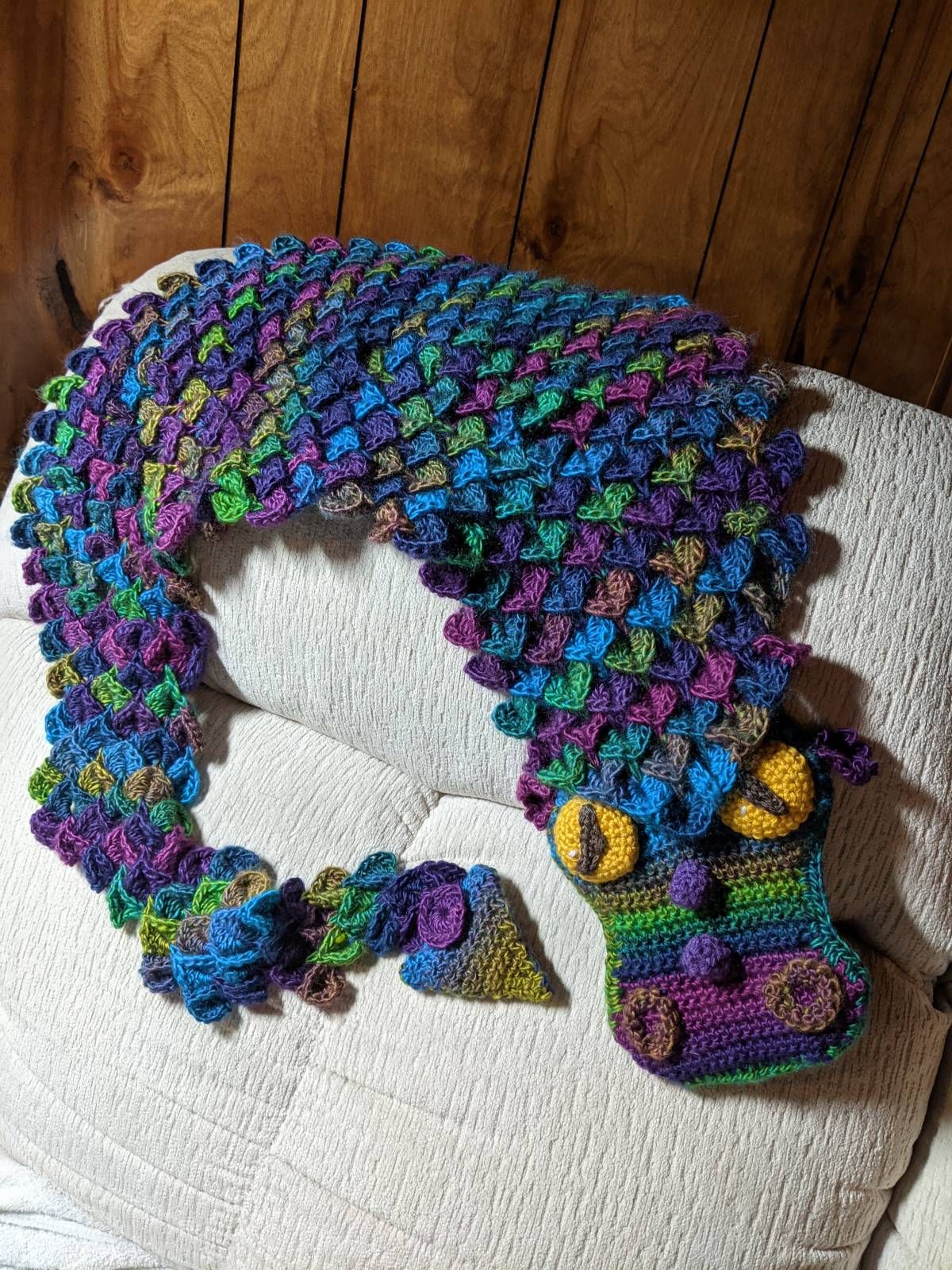 Amigurumi Crochet Dragon Shawl Pattern Review by Evalin Thomas for Cottontail and Whiskers