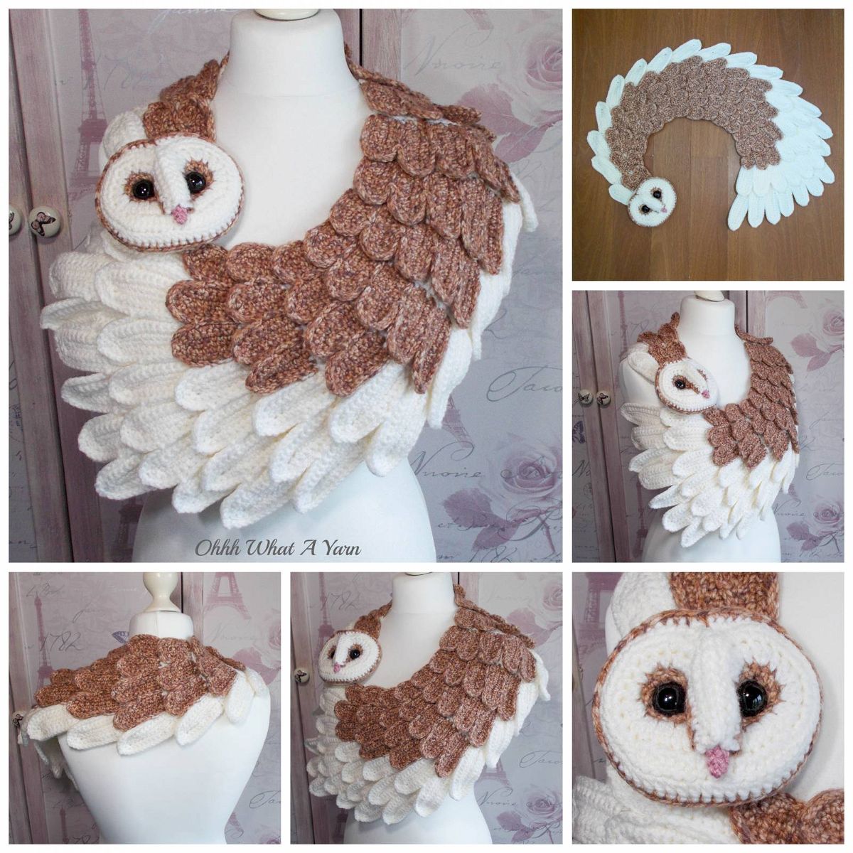 Amigurumi Crochet Owl Shawl Pattern Review by Ohhh What a Yarn for Cottontail & Whiskers