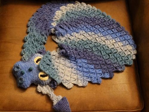 Crochet Amigurumi Dragon Shawl Pattern Review by Angela Bauer for Cottontail and Whiskers