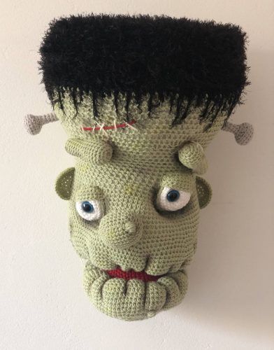 Huge Amigurumi Crochet Frankenstein Head Pattern Crafters Review for Cottontail and Whiskers by Emma Sargent