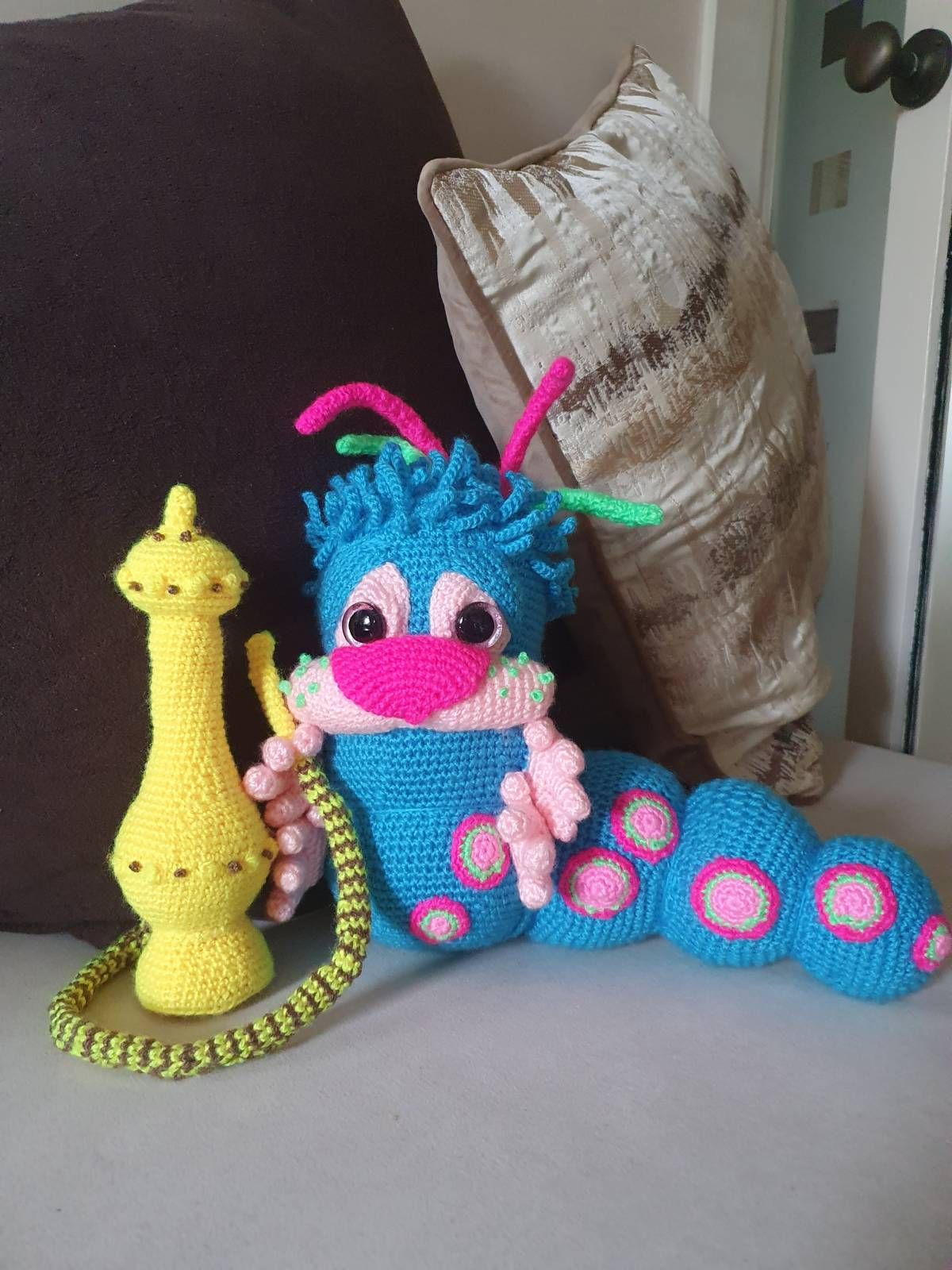 Blue Crochet Caterpillar Amigurumi Pattern Review by Helen Mason for Cottontail Whiskers