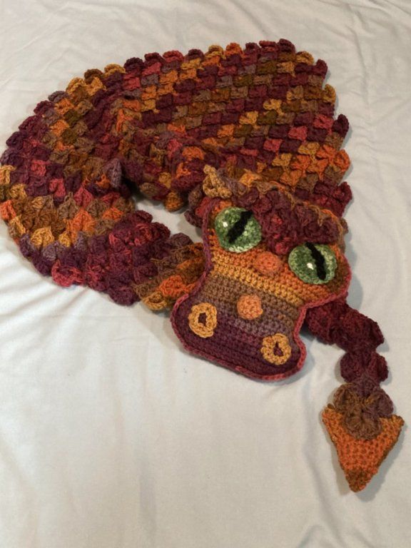 Crochet Dragon Scarf Pattern Amigurumi Review by Tambra D for Cottontail and Whiskers
