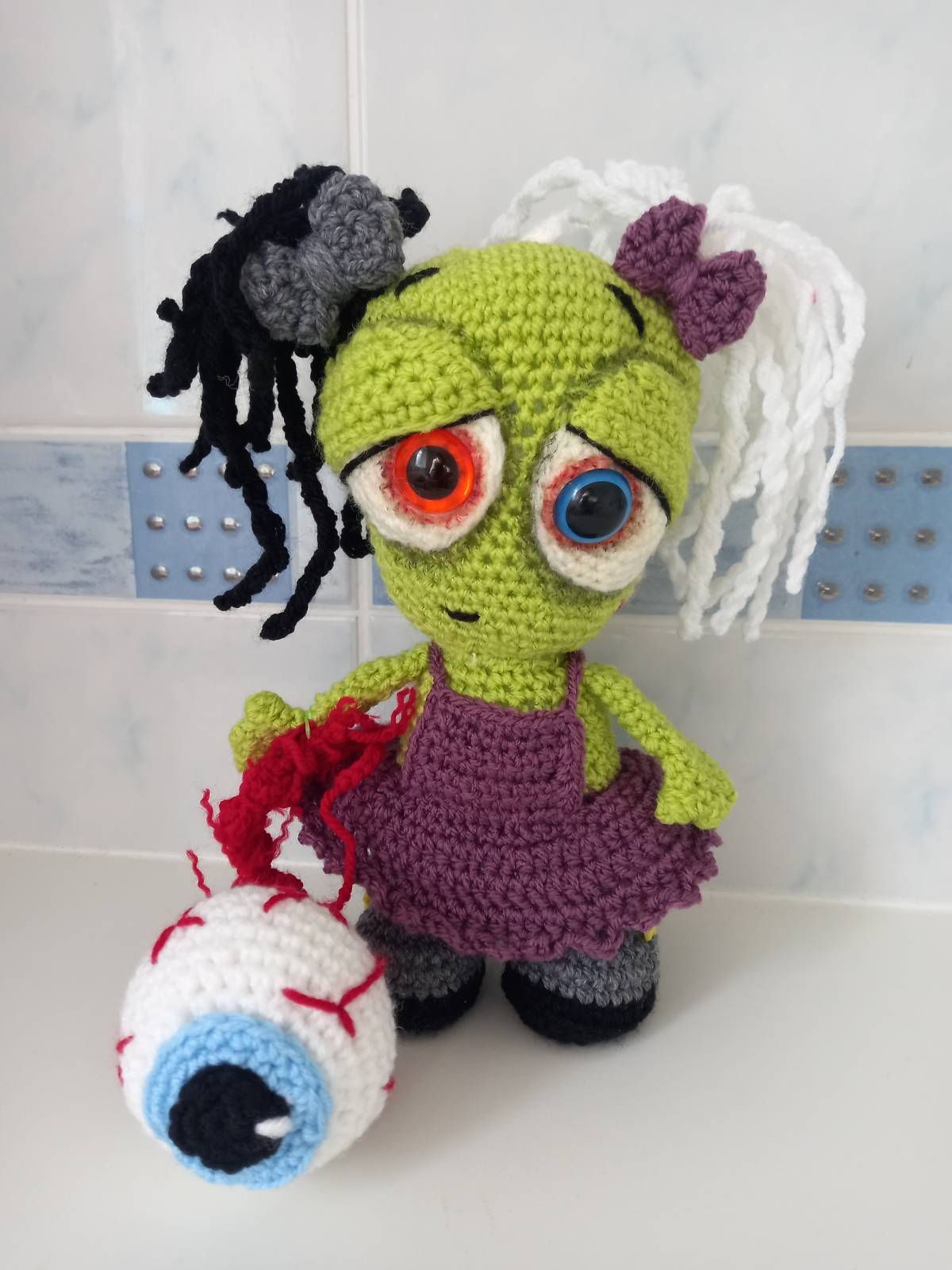 Crochet Halloween Amigurumi Eye Ball Lot de 3 Crochet Yeux Jouet Effrayant  Peluc