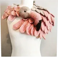 Pink Crochet Flamingo Shawl Pattern Review by Marie France Guerin for Cottontail Whiskers
