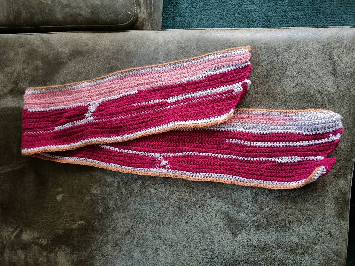 Pork Belly Streaky Crochet Bacon Scarf Pattern by Lilian for Cottontail Whiskers